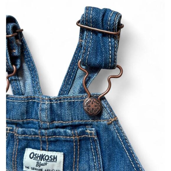 Osh Josh B’Gosh Baby Girl Denim Overall Denim Skirt Dress With Pink Tie 6 Months - Picture 6 of 6